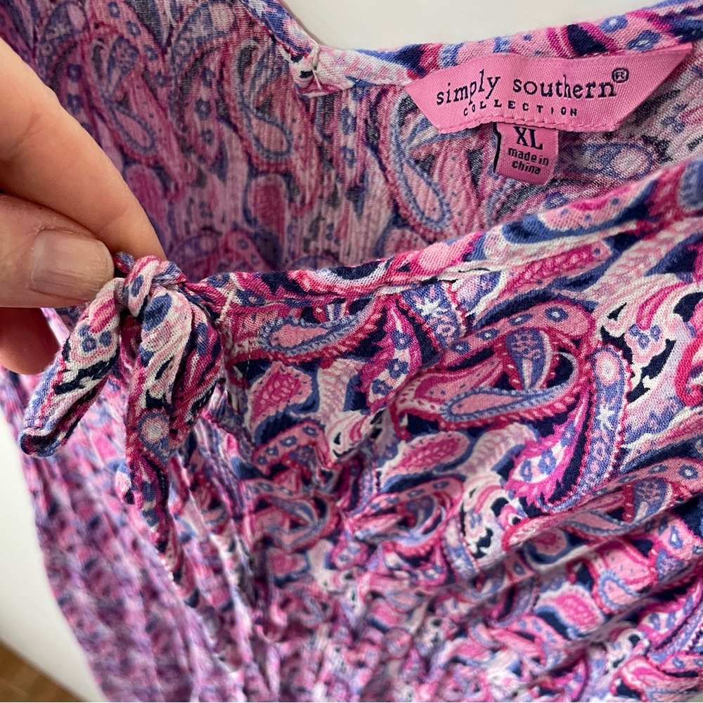 Simply Southern Y2K Pink & Purple Paisley Keyhole Maxi Slip Dress, size XL - Picture 12 of 12